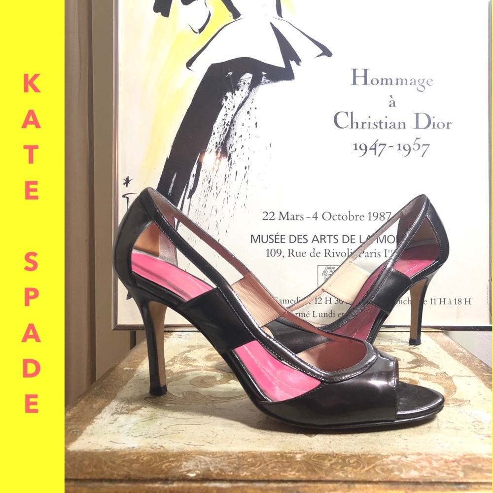 SALE🎉6-KATE SPADE BROWN PATENT LEATHER 3.5” HEELS